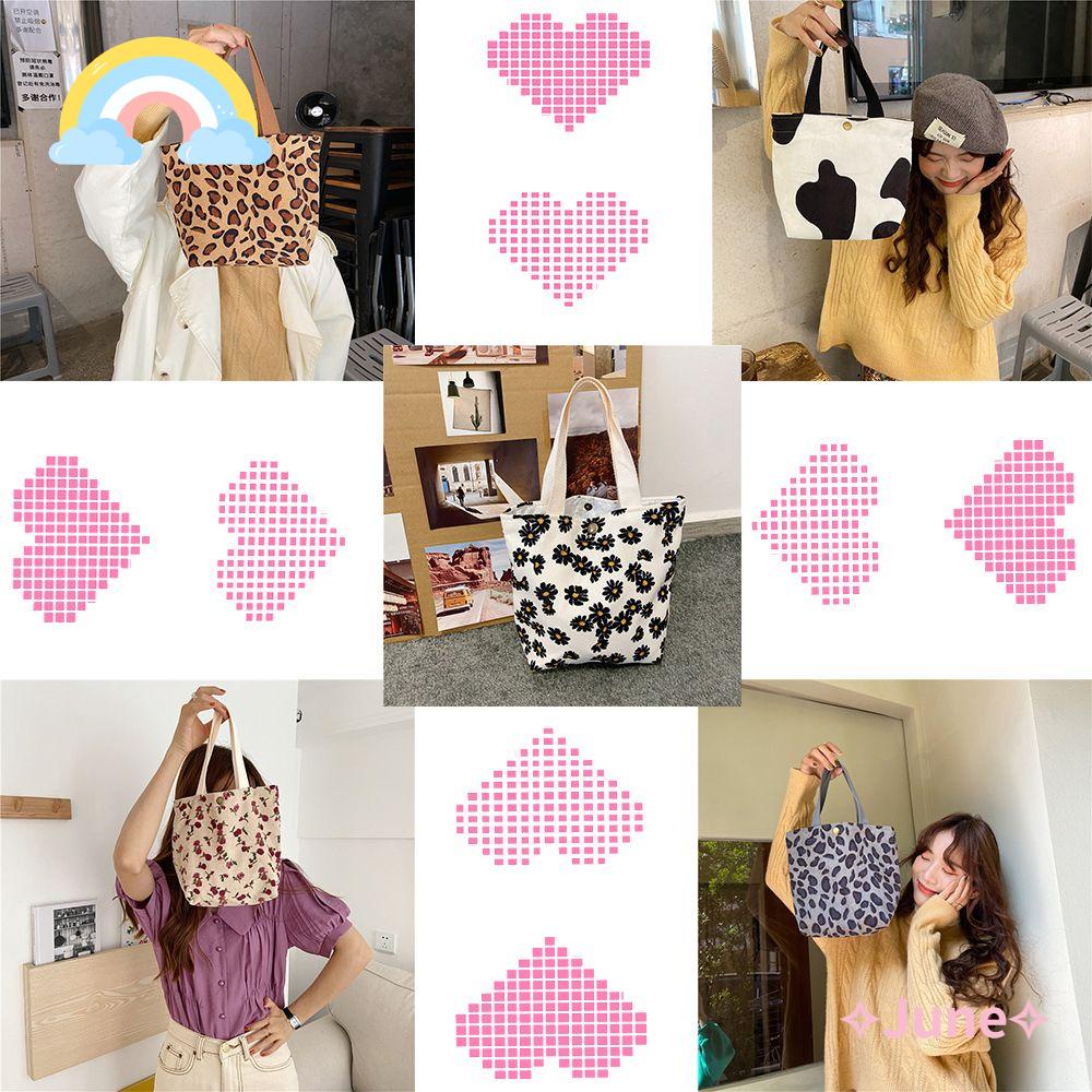 JUNE Túi Đựng Hộp Cơm Họa Tiết Hoa Cao Cấp Tiện Lợi Dễ Sử Dụng