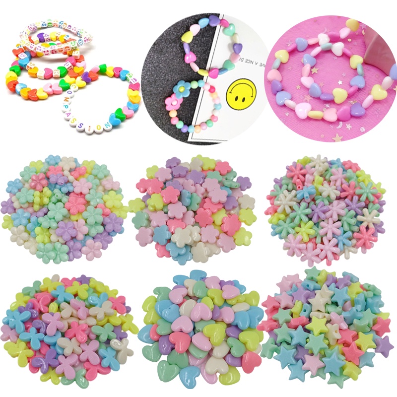Set 20 Hạt Xỏ Lỗ Hình Trái Tim Nhiều Màu Sắc Dùng Để Làm Trang Sức Thủ Công