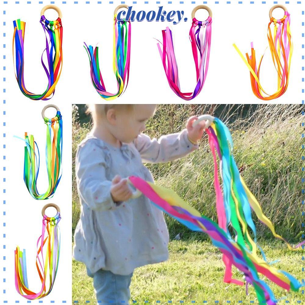 CHOOKEY Set 2 Đồ Chơi Bằng Gỗ Phối Dây Ruy Băng Màu Cầu Vồng Phong Cách Montessori Cho Bé