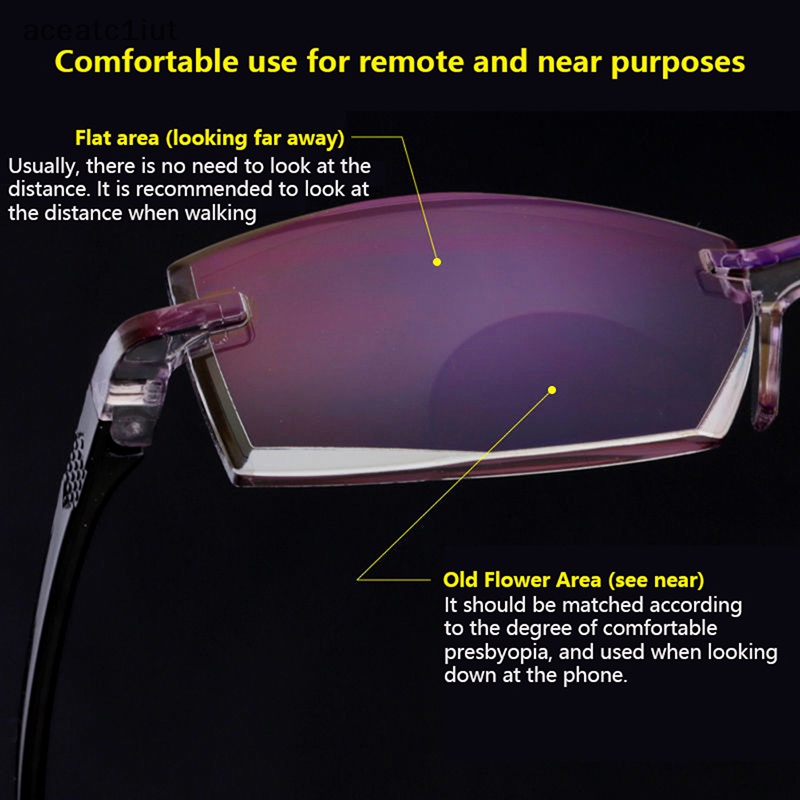 Không có vành Kính Đọc Sách Chống ánh sáng màu xanh hai tròng xa gần Độ phóng đại Eyewear mới