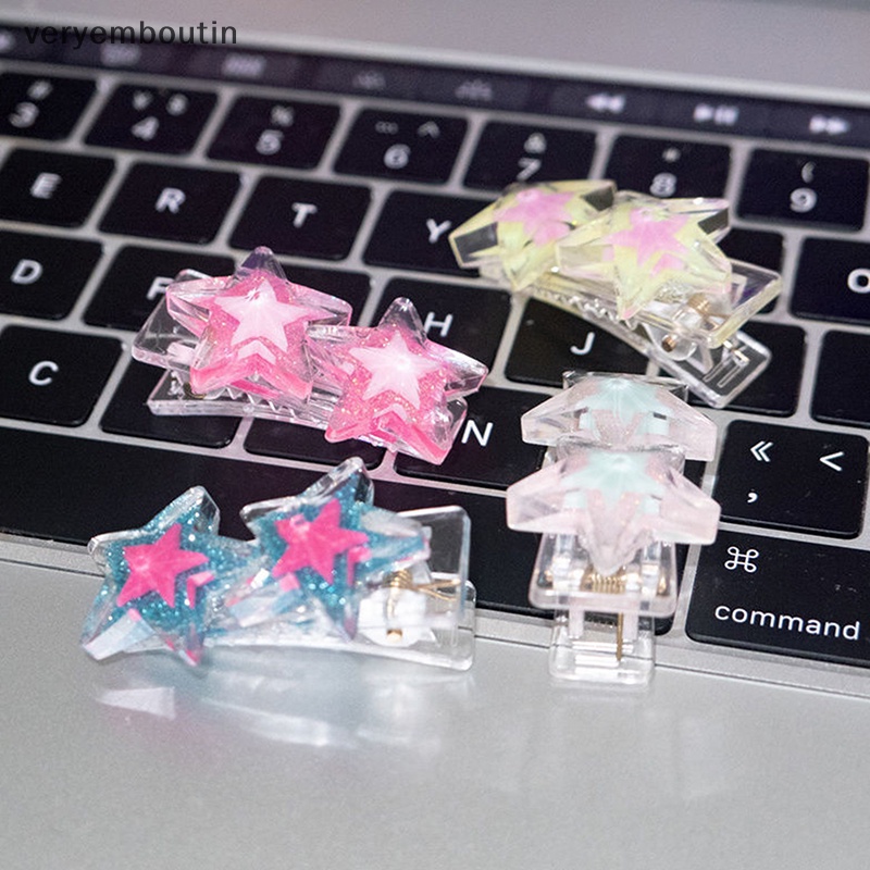 1 Kẹp Tóc Hình Ngôi Sao Năm Cánh Nhiều Màu Sắc Ngọt Ngào Y2K Cho Bé Gái