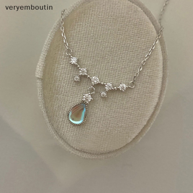 Vòng cổ Đính Đá Mặt Trăng Hình Giọt Nước Sáng Tạo Thời Trang Cho Nữ