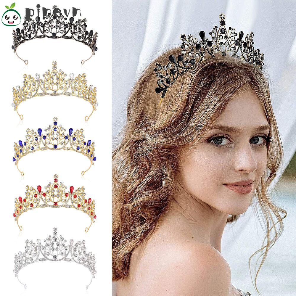 PINEVN Băng Đô Cài Tóc Hình Vương Miện Có Đính Đá Hợp Thời Trang