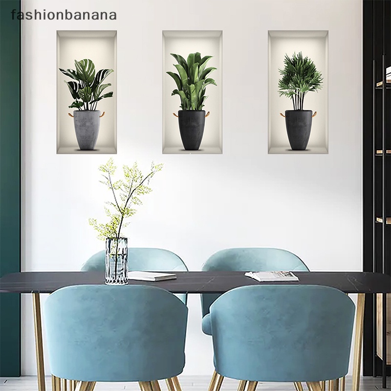 Bộ 3 Tấm Sticker Dán Tường Họa Tiết Cây Xanh 3D Dễ Thương Bắt Mắt
