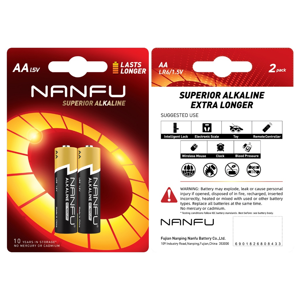 Bộ 2 Pin AAA AA Nanfu 1.5V AAA Kèm 2 Hộp Pin Dạng Đũa Cho Bé