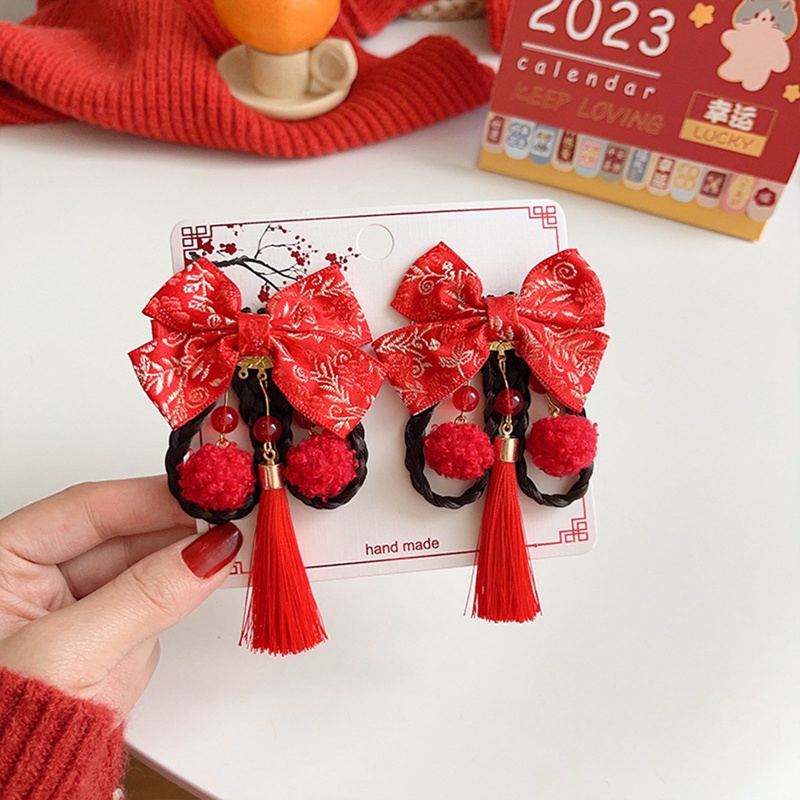 Set 2 Kẹp Tóc Giả Phong Cách Trung Hoa Dễ Thương Cho Bé Gái