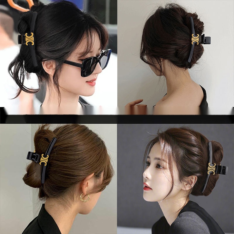 Kẹp Tóc Hình Cá Mập Màu Đen Phong Cách Retro Cao Cấp Cho Nữ