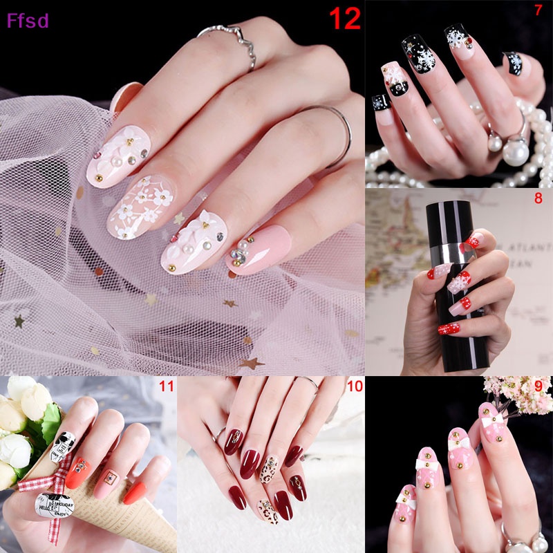 Bộ 24 Móng Tay Giả Ngắn Bằng Acrylic Toàn Diện Kèm Keo Dán