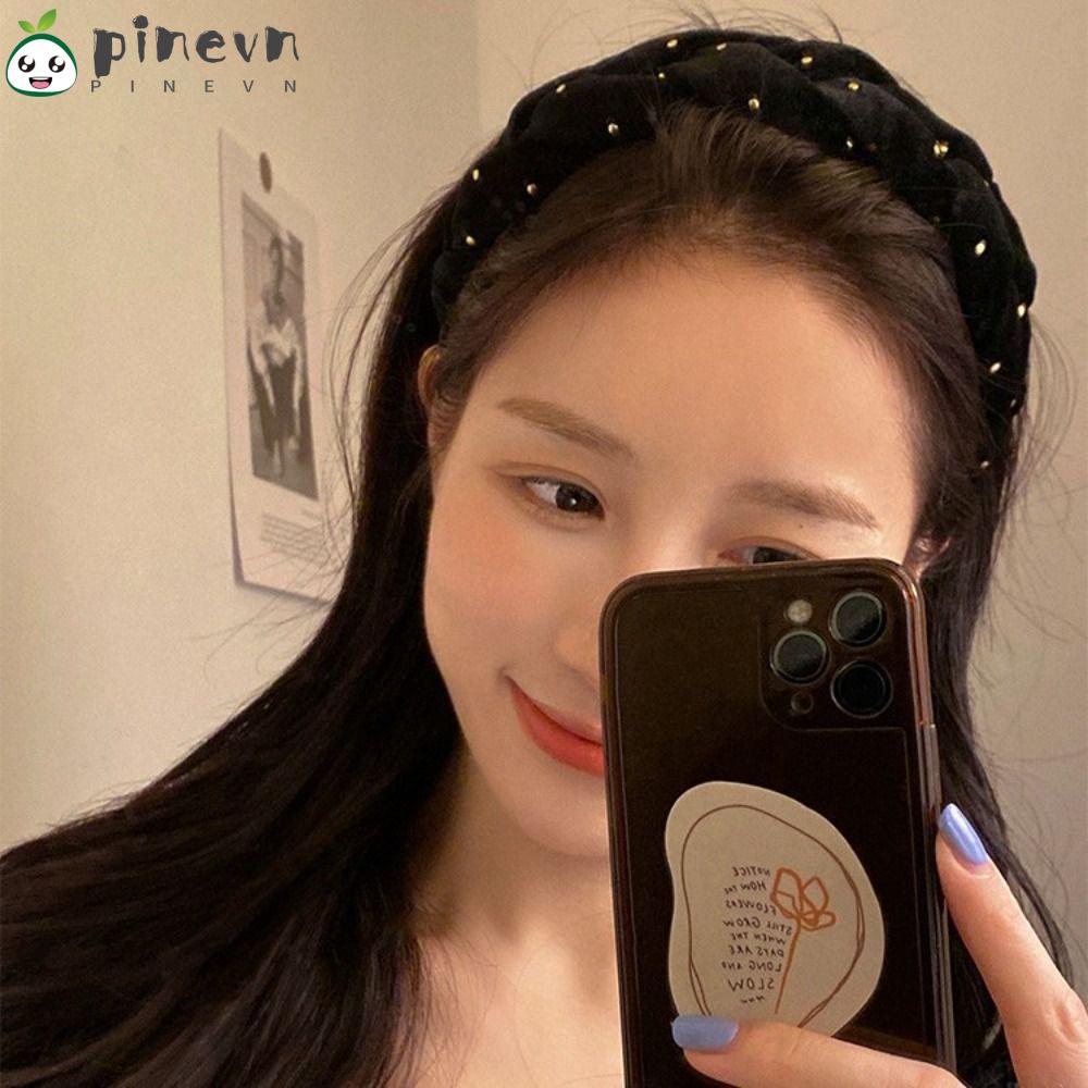 PINEVN Băng Đô Vải Nhung Họa Tiết Chấm Bi Phong Cách Vintage