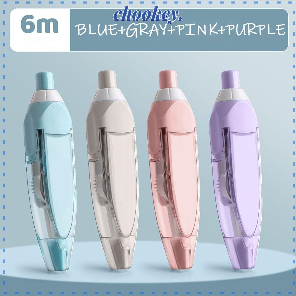 CHOOKEY Bộ 4 Bút Xóa Dạng Nhấn Cỡ Lớn Thay Thế Lõi Trắng Dài 6m Tiện Dụng Cho Trường Học / Văn Phòng