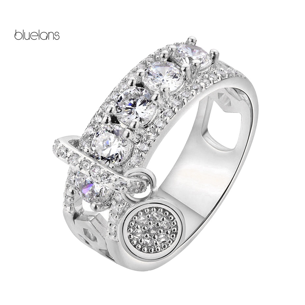 Nhẫn Đính Đá Zircon Tròn Sang Trọng Cho Nữ