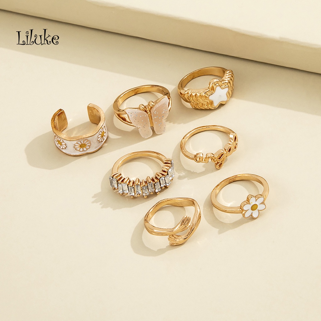 Bộ 7 Nhẫn Nữ Trang Phong Cách Gothic Độc Đáo