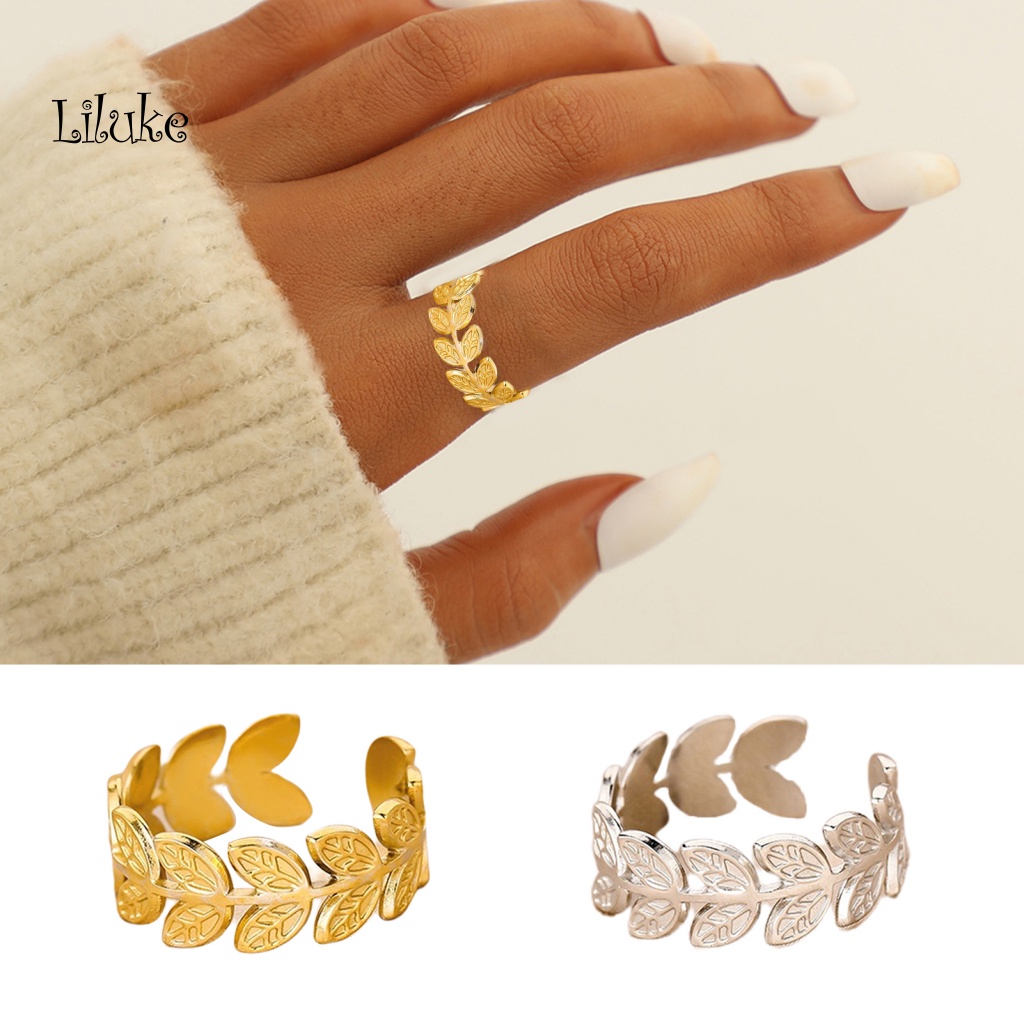 Nhẫn Hợp Kim Không Gỉ Hình Chiếc Lá Thời Trang Cho Nữ