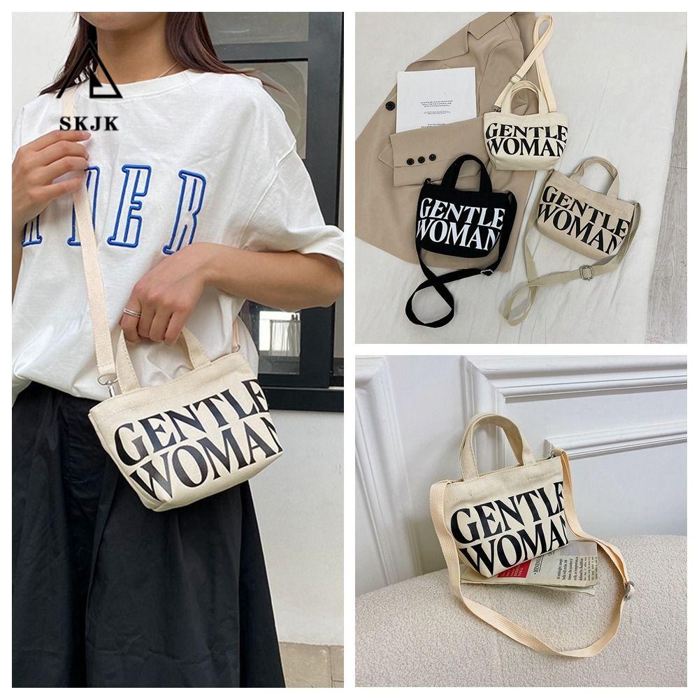 SKJK Túi vải Đeo Chéo In Chữ Đơn Giản Thời Trang Cho Nữ