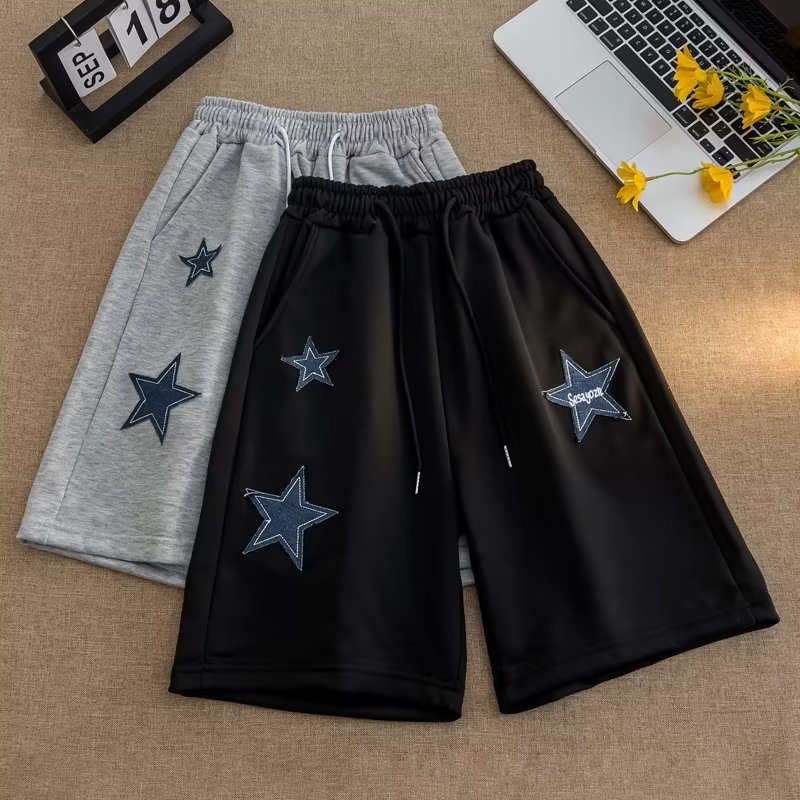 Quần Short Thể Thao Dáng Rộng Họa Tiết Ngôi Sao Phong Cách Hip Hop Đường Phố Mỹ Thời Trang Mùa Hè Cho Nam