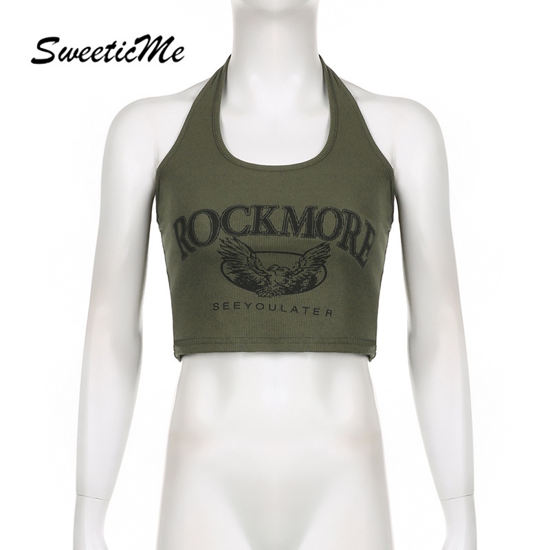 Áo Tank Top Hở Lưng Dáng Ôm In Chữ Thời Trang 2023 Quyến Rũ Cho Nữ