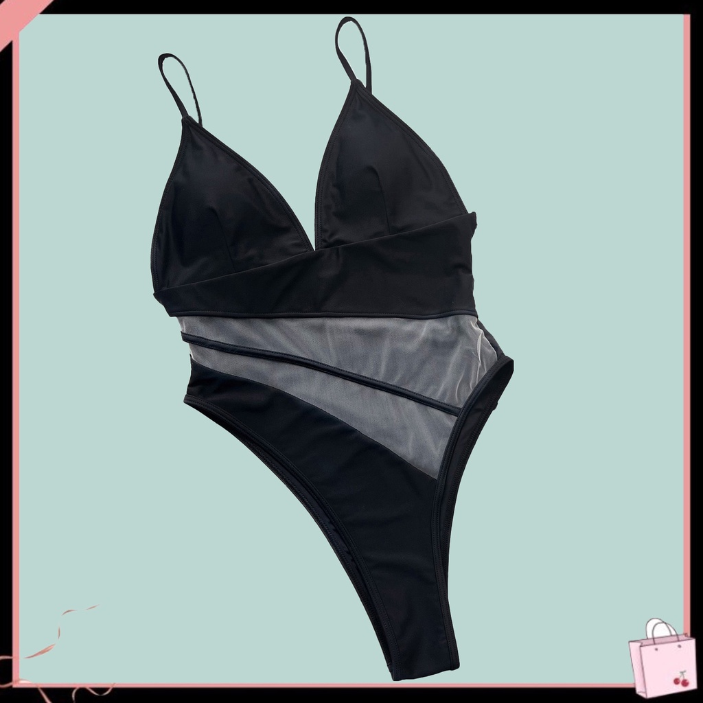 {Soltweter} Bộ Đồ Bơi Đơn Giản Có Đệm Lưới Nhìn Xuyên Thấu Có Dây Điều Chỉnh Được Dành Cho Bạn Nữ Đi Biển