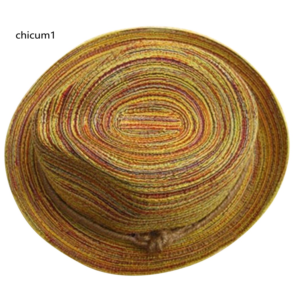 Mũ Cói Rộng Vành Kẻ Sọc Phong Cách Bohemian Cho Nữ