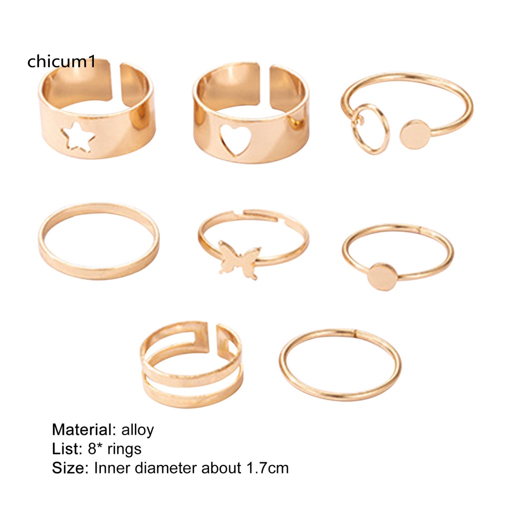 Set 8 Nhẫn Đeo Khớp Ngón Tay Nhiều Kiểu Dáng Thời Trang