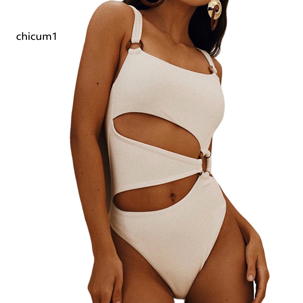 Đồ Bơi Một Mảnh Lưng Cao Màu Trơn Thời Trang Mùa Hè Cho Nữ