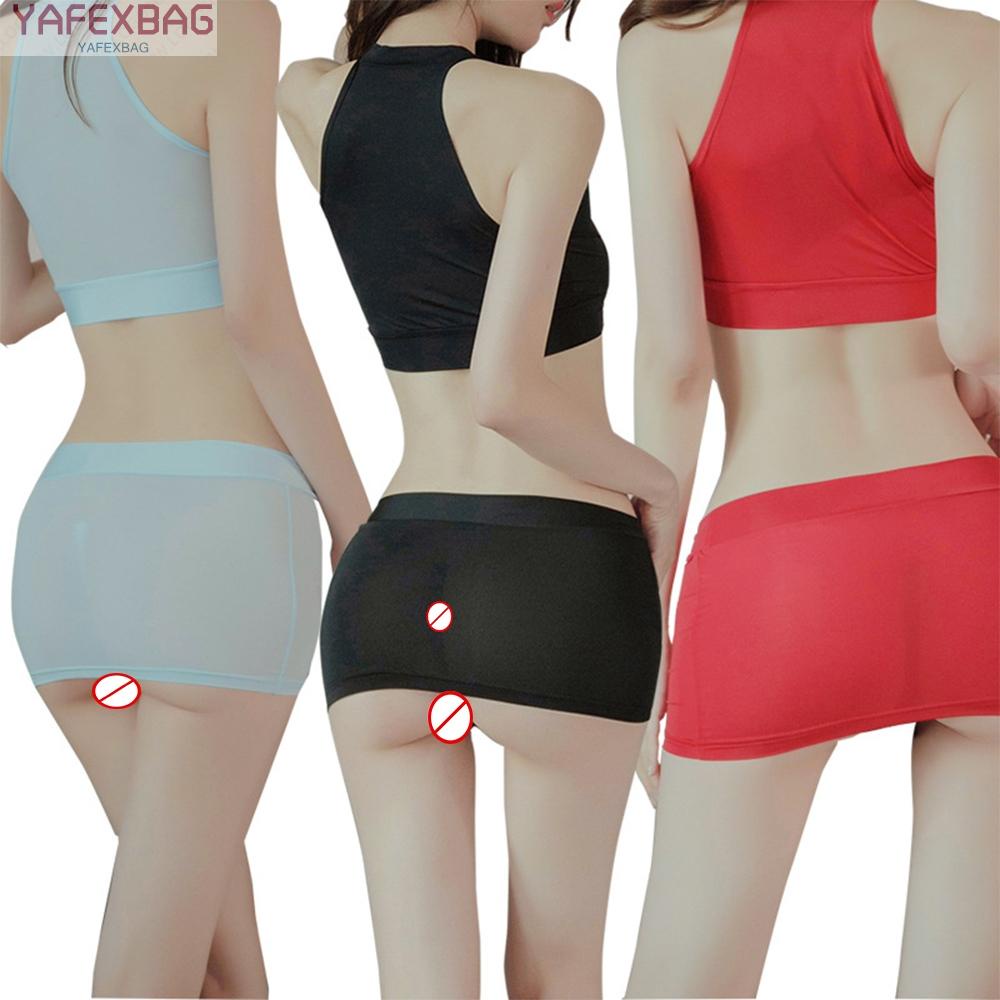 Womens Mini Skirt Nightwear One Size See Through Sexy Short Solid Color
