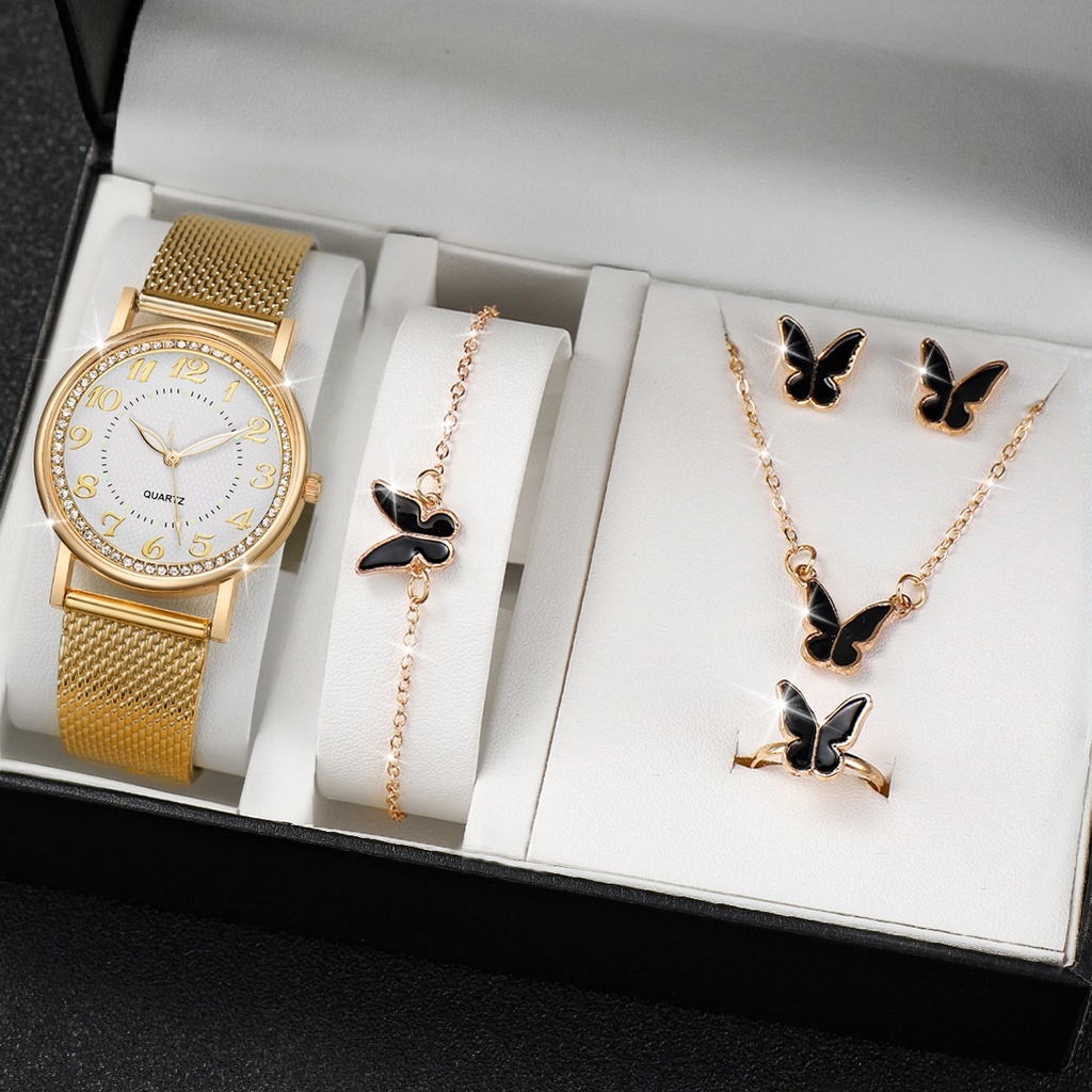 Đồng Hồ Quartz Đính Đá Với Dây Đeo Nhựa Thời Trang