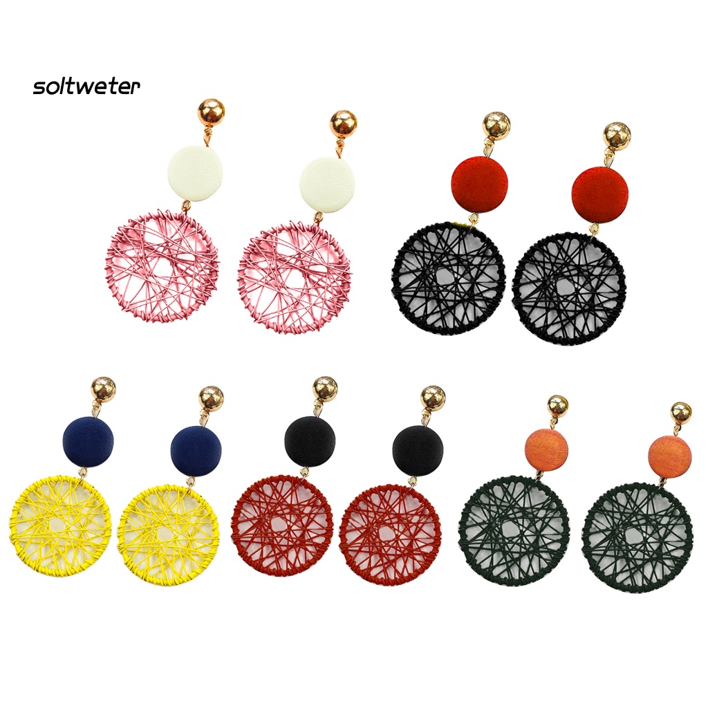 1 Đôi Bông Tai Hình Tròn Rỗng Dài Sáng Tạo Cho Nữ