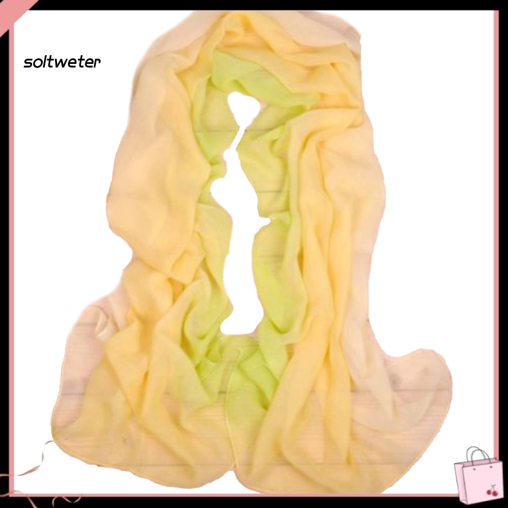 Khăn Choàng Chiffon Dài Mềm Mại Màu Gradient Thời Trang Đi Biển Cho Nữ