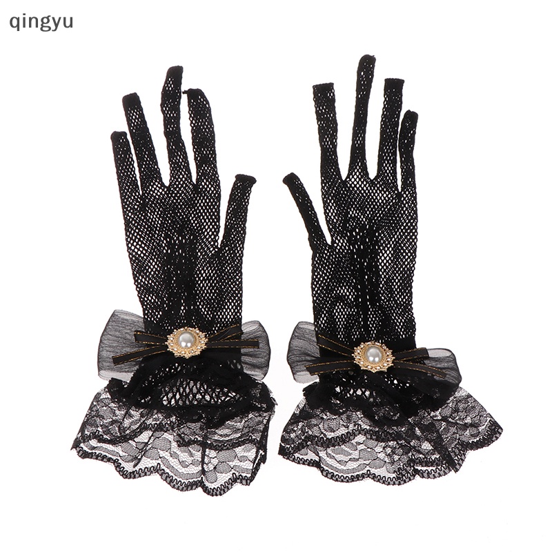 Găng Tay Lưới Lolita Trắng Đen Đính Nơ Ren Hoa Mùa Hè Tốt Cho Bé Gái