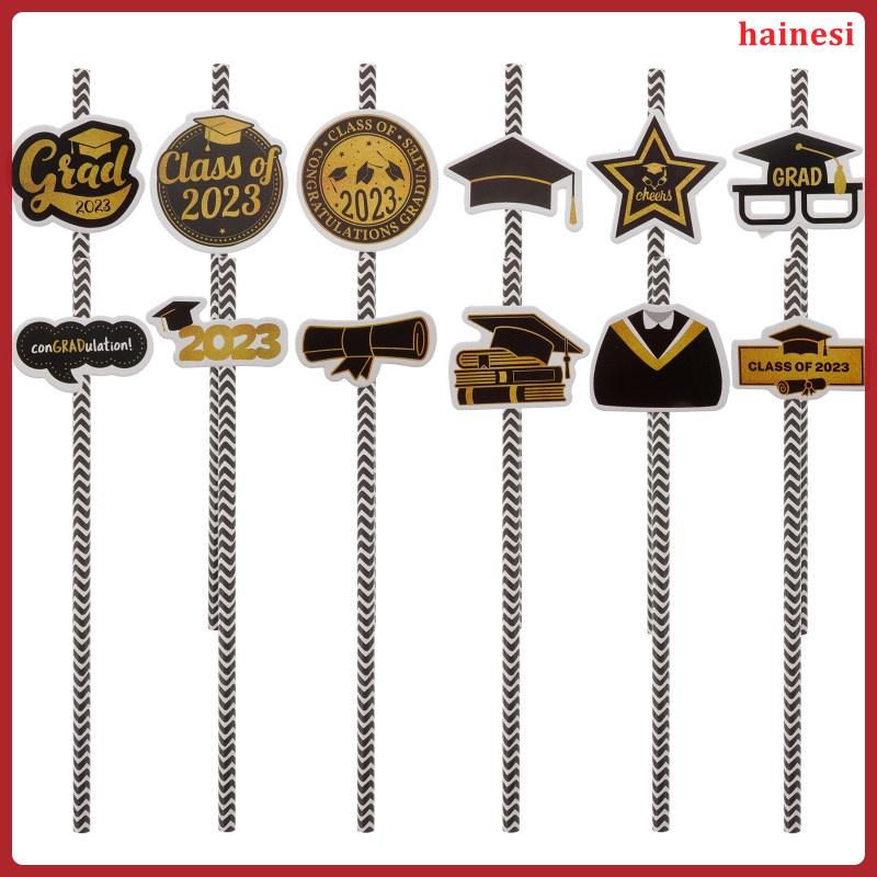 Set 24 Ống Hút Giấy Màu Đen Sử Dụng Một Lần Cho Bé