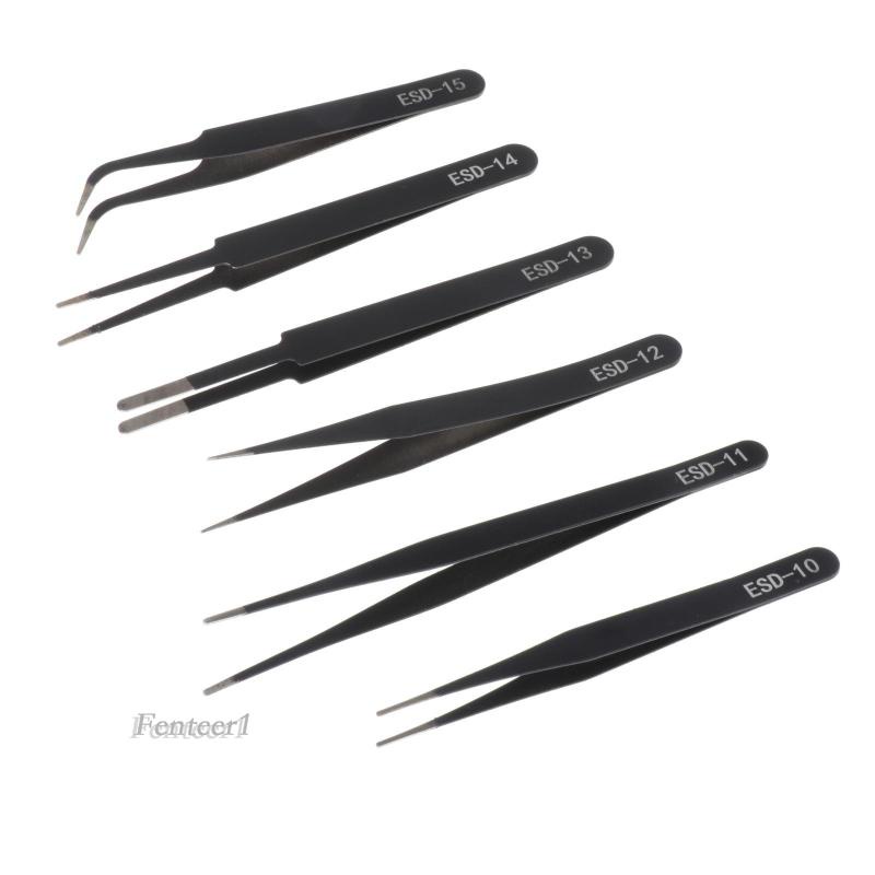 Set 6 Nhíp Gắp Bằng Thép Không Gỉ Chuyên Dụng Cho Thợ Sửa Chữa Điện