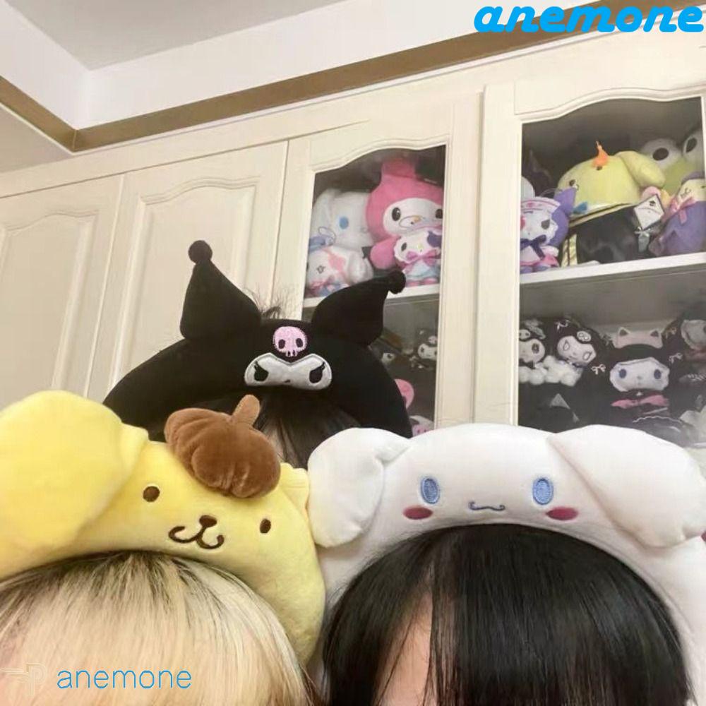 ANEMONE Băng Đô Cài Tóc Đính Bóng Lông Họa Tiết Hoạt Hình Phong Cách Hàn Quốc Dễ Thương Cho Nữ