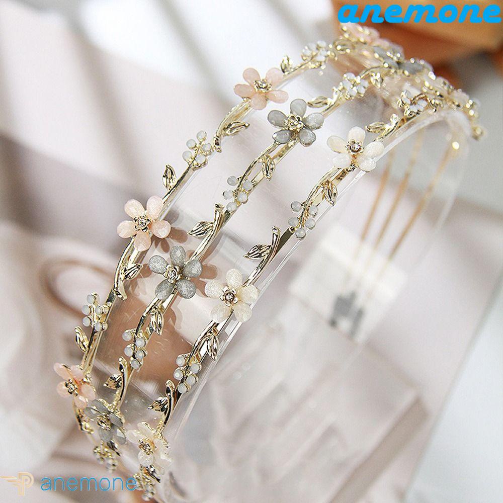 ANEMONE Băng Đô Cài Tóc Đính Hoa Hồng Chất Lượng Cao Cho Cô Dâu