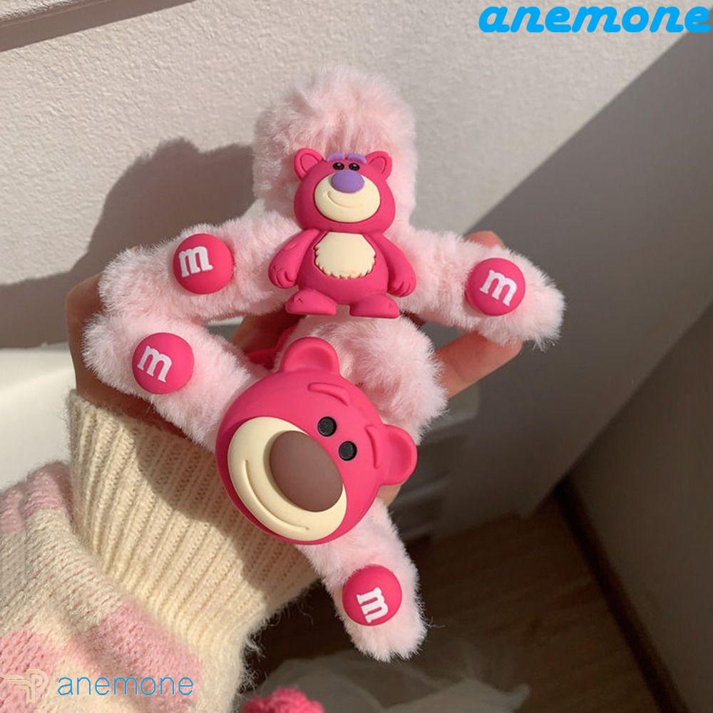 ANEMONE Kẹp Tóc Hình Móng Vuốt Gấu / Dâu Tây Bằng Lông Nhung Dễ Thương Xinh Xắn Dành Cho Nữ