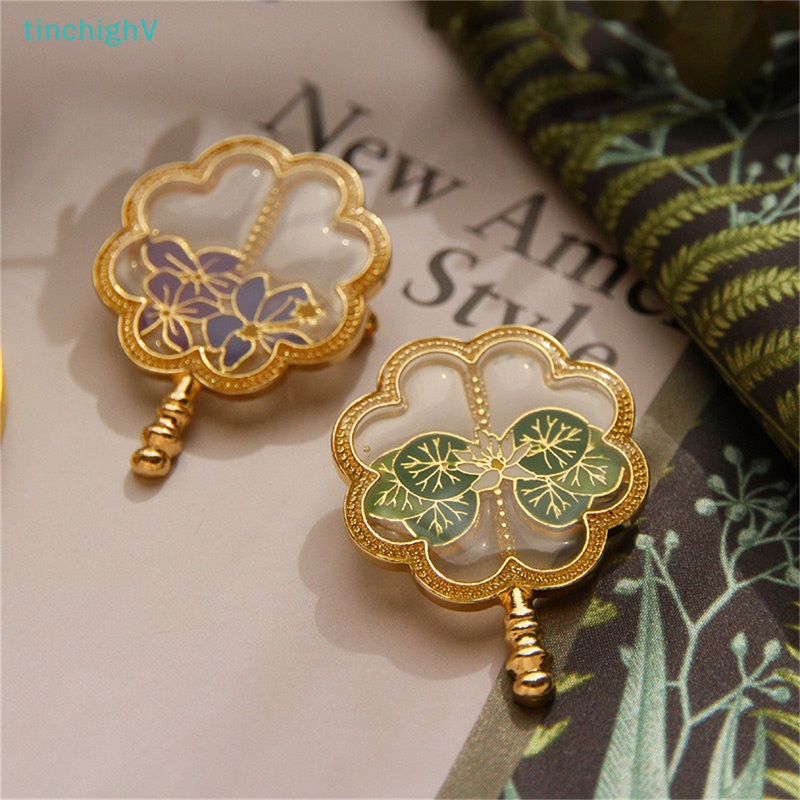[TinchighV] Trâm Cài Áo Bằng Kim Loại Tráng Men Hình Quạt Hoa Phong Cách Dân Tộc Retro Mới 2022 [Mới]