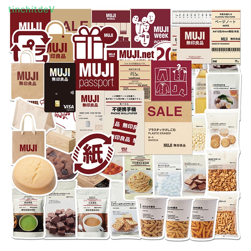 Set 58 Nhãn Dán Hành Lý Hình Gấu MUJIs Phong Cách Nhật Bản