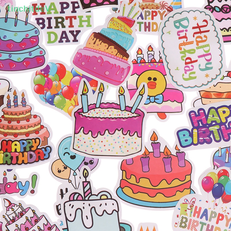 [TinchitdeV] 50 Miếng Dán Hoạt Hình Happy Birthday Trang Trí Laptop Điện Thoại Ván Trượt Xe Hơi [Mới]