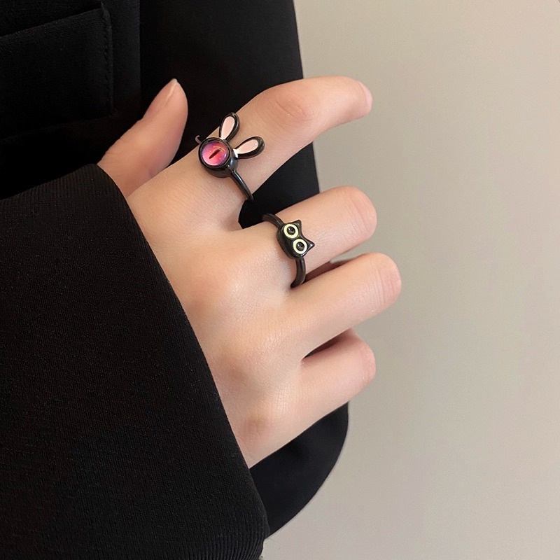 Nhẫn Cặp Đôi Nhỏ Dễ Thương Vui Nhộn Thời Trang Đa Năng Phong Cách INS