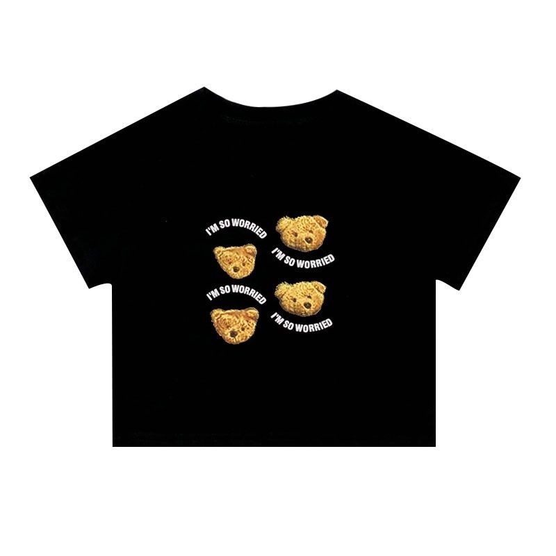 Yidanl Áo Thun 100% Cotton Tay Ngắn Dáng Suông In Họa Tiết Hoạt Hình Xinh Xắn Thời Trang Cho Nữ