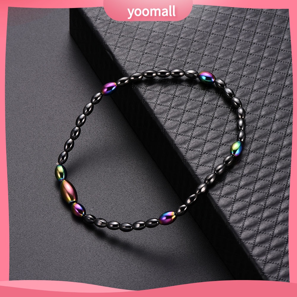 Lắc Chân Chuỗi Hạt Đá Hematite Nhân Tạo Màu Cầu Vồng Thời Trang Cho Nữ