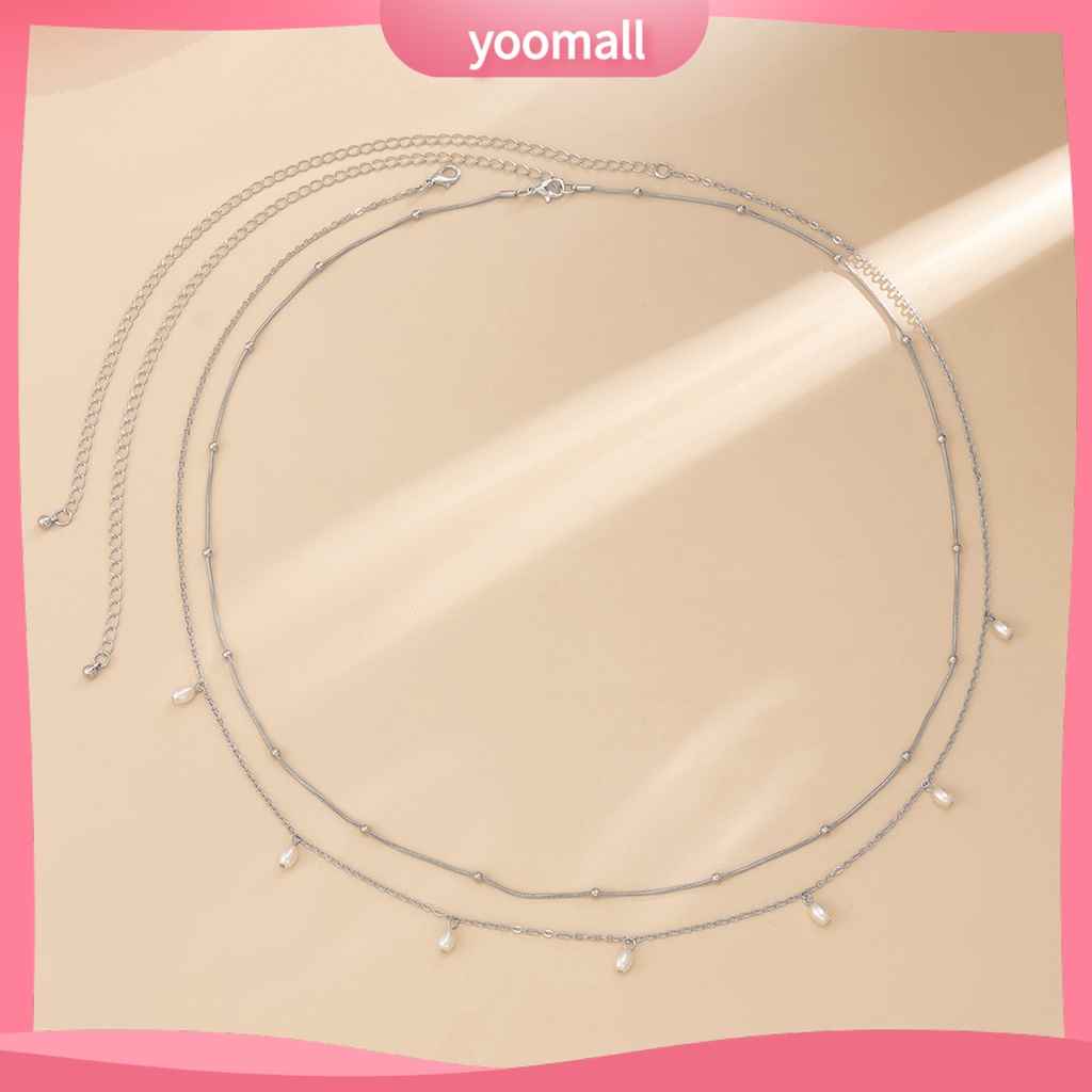 [YM] Set 2 Dây Chuyền Thắt Lưng Hai Lớp Mỏng Đính Ngọc Trai Nhân Tạo Có Thể Điều Chỉnh Cho Nữ