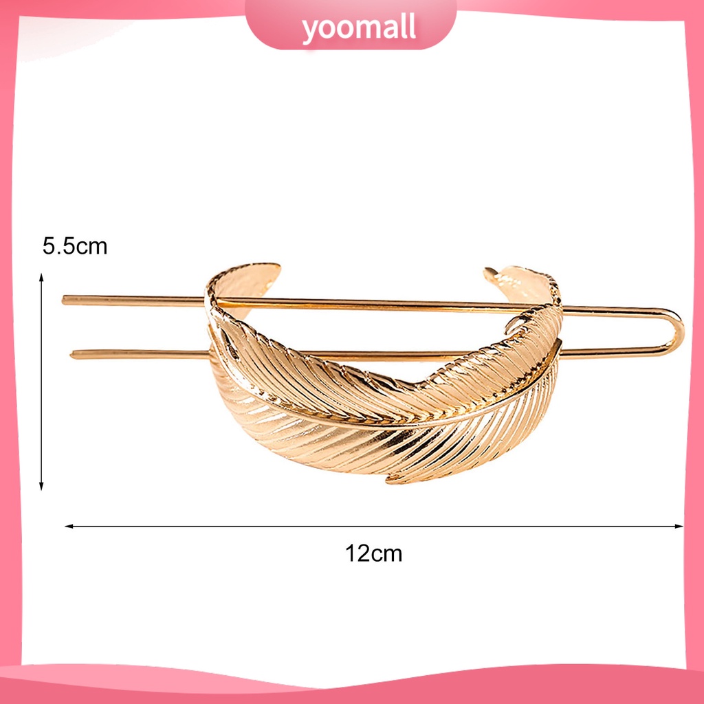 Kẹp Tóc Hình Lông Vũ Tròn Bằng Hợp Kim Chống Trượt