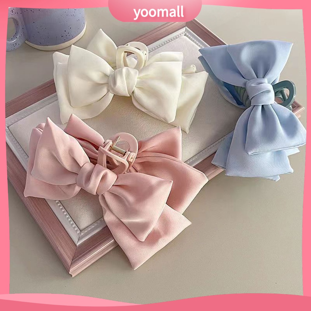 Kẹp Tóc Càng Cua Dạng Lò Xo Chống Trượt Hai Lớp Co Giãn Màu Trơn Trang Trí Tóc Phong Cách Công Chúa Dành Cho Nữ