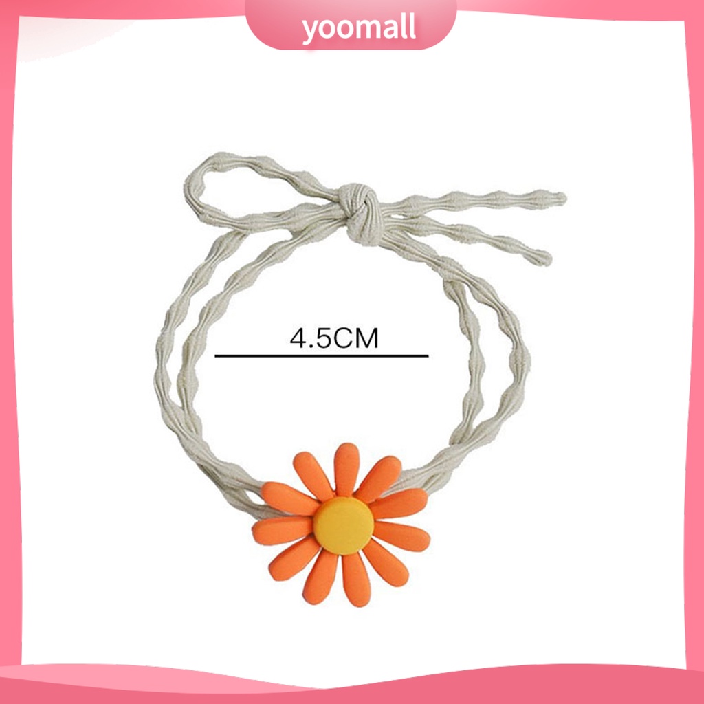 Dây Cột Tóc Co Giãn Đính Hoa 3D Bằng Nhựa Resin Có Thể Giặt Rửa Cho Bé