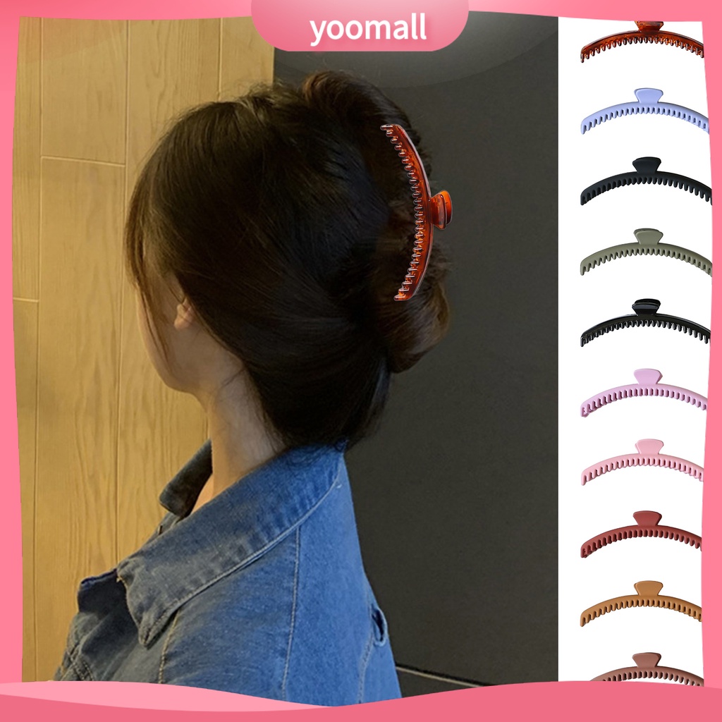 Kẹp Tóc Dạng Cong Hình Cá Mập Màu Sắc Trơn Chống Trượt