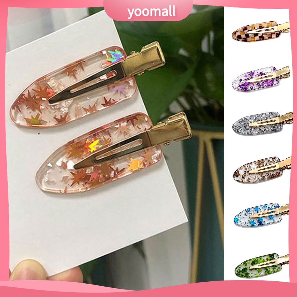 1 Cặp Kẹp Tóc Hình Chiếc Lá Bằng Kim Loại Gọn Nhẹ Không Lông Xù Cho Cuộc Sống Hàng Ngày