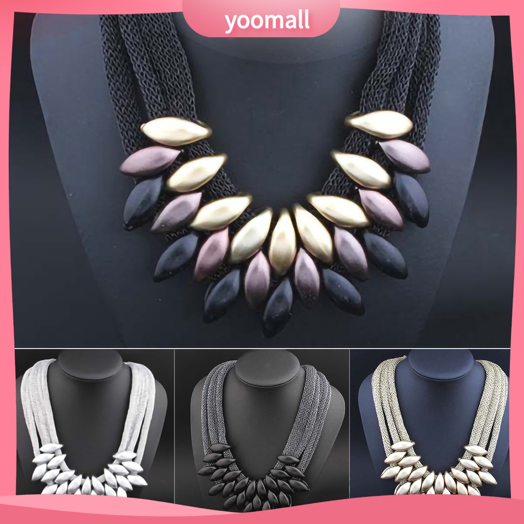 Vòng Cổ Choker Nhiều Lớp Mặt Lá Hợp Kim Cho Nữ
