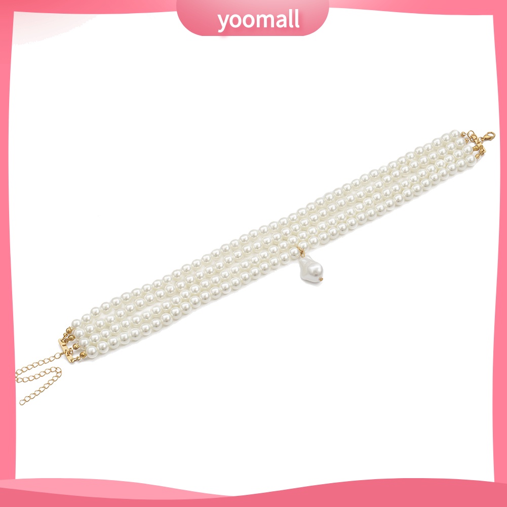 Vòng Cổ Choker Nhiều Lớp Đính Hạt Ngọc Trai Nhân Tạo Thanh Lịch Dành Cho Nữ