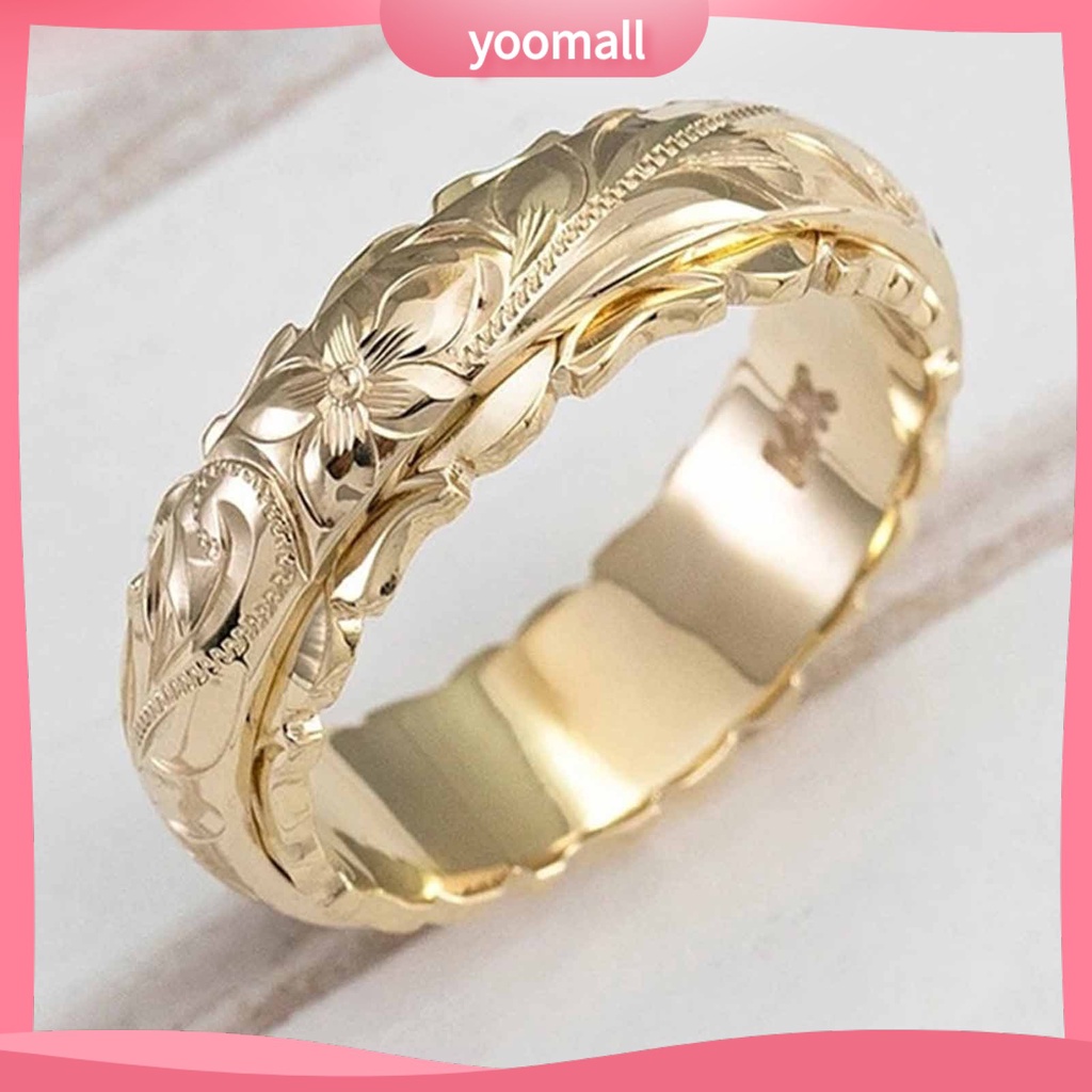 Nhẫn Đính Hôn Bằng Hợp Kim Khắc Hình Hoa Hồng Phong Cách Vintage Dành Cho Nữ