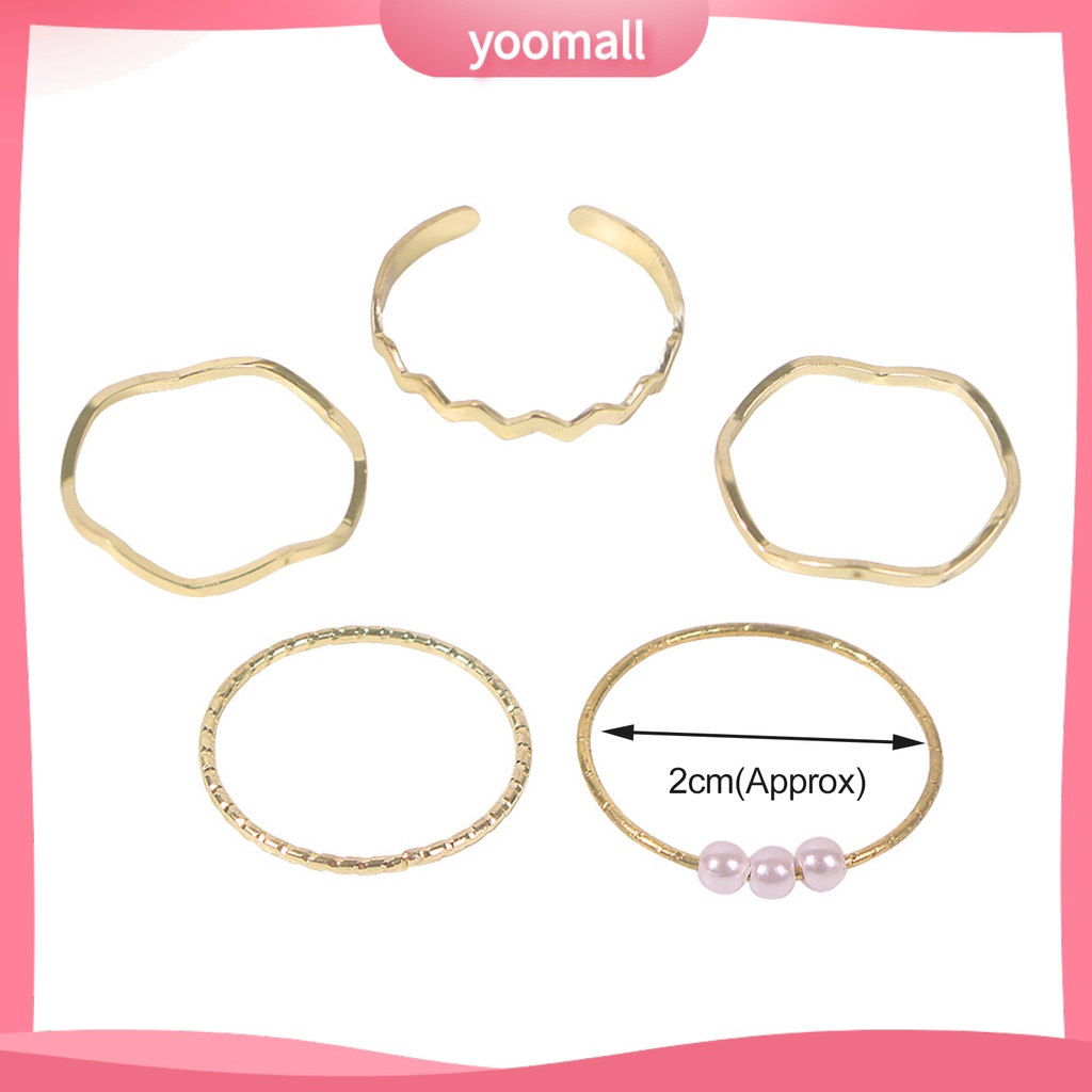 Set 5 Nhẫn Đeo Đốt Ngón Tay Đính Đá Thời Trang Cho Nữ